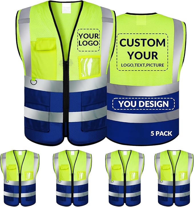 BeautyWill Custom Safety Vest Logo Class 2 High Visibility Reflevtive Vest by BeautyWill