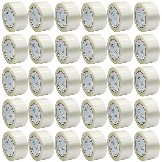 BOMEI PACK Fiber Reinforced Packing Tape, 30Rolls Mono Filament Tape 2 inch x by BOMEIPACK