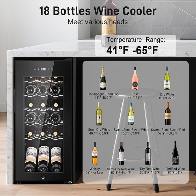 Tylza 18 Bottles Wine Fridge, Wine Cellar - Image 5