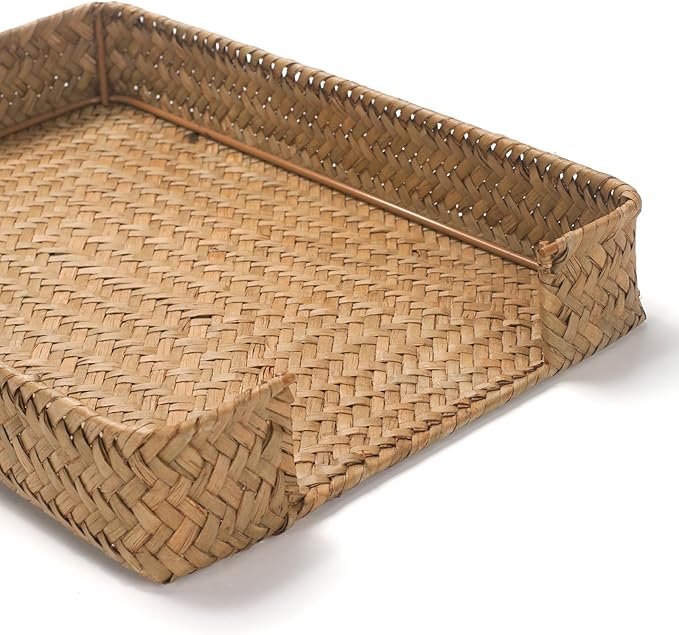 Seagrass Letter Tray, Woven Desk Tray, Wicker Desktop Basket Organizer - Image 2