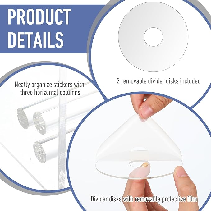 Clear Label Roll Dispenser, 3 Rolls of Sticker Roll Dispenser, Acrylic Sticker - Image 3