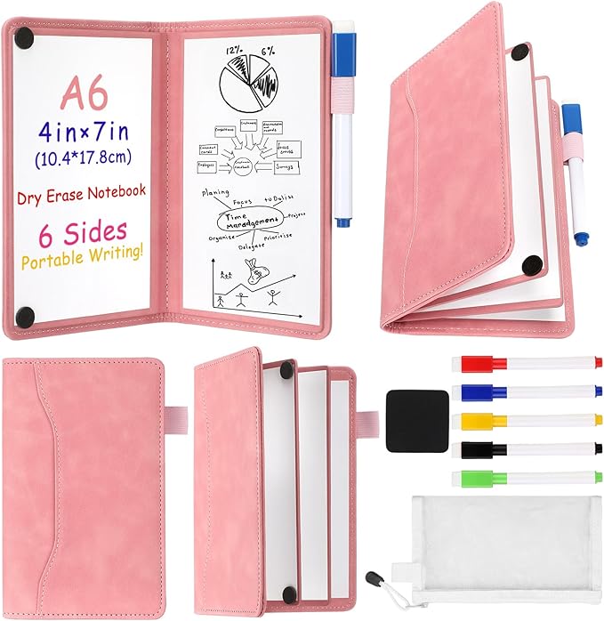 6 Sides Whiteboard Notebook Portable Whiteboard Dry Erase Notebook Portable Dry by Feifeiya