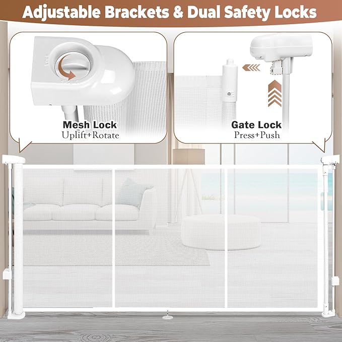 81" Retractable Baby Gate Extra Wide, Mesh Gate Long Child Gate Pet Gate - Image 4