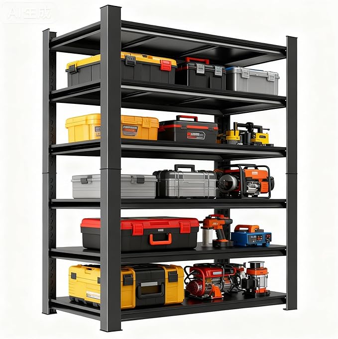 Adjustable 6-Tier Garage Shelving, Heavy Duty Steel Storage Rack, High Load - Image 3