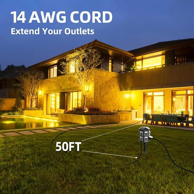 Outdoor Remote Control Power Strip, 50FT Extension Cord Waterproof, Independent - Image 5