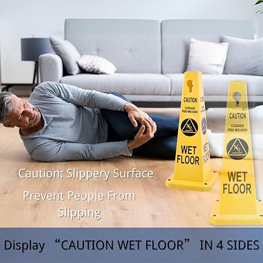 BESEA Caution Wet Floor Signs 4Pack Heavy Duty Caution Cones to Avoid Slipping - Image 7