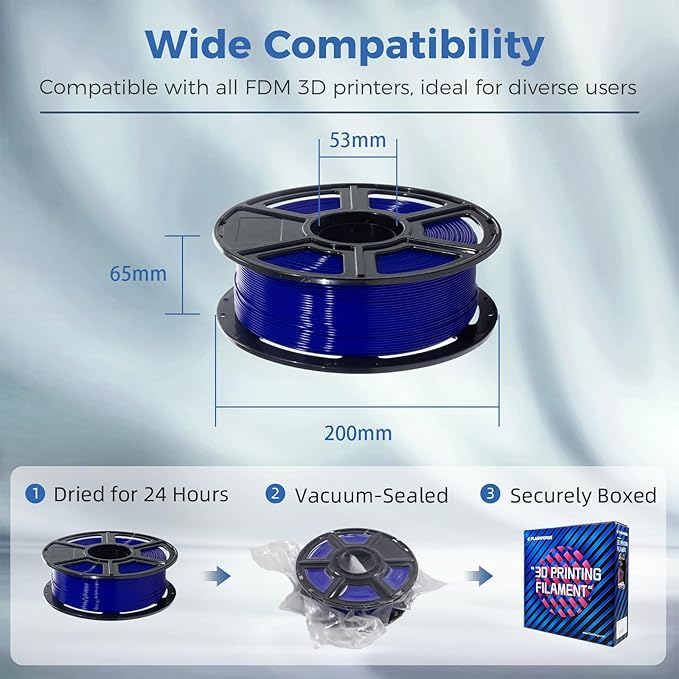 FLASHFORGE ABS Pro Filament 1.75mm Blue, 3D Printer Filament 1kg - Image 6