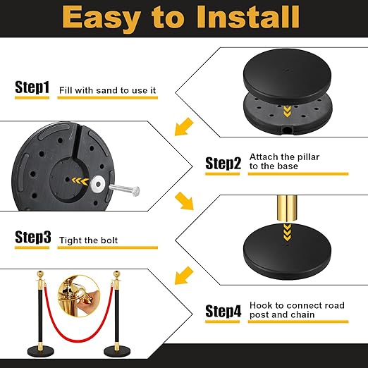 Blulu 8 Sets Stainless Steel Stanchion Set 8 Crowd Control Poles 7 Velvet Ropes - Image 4