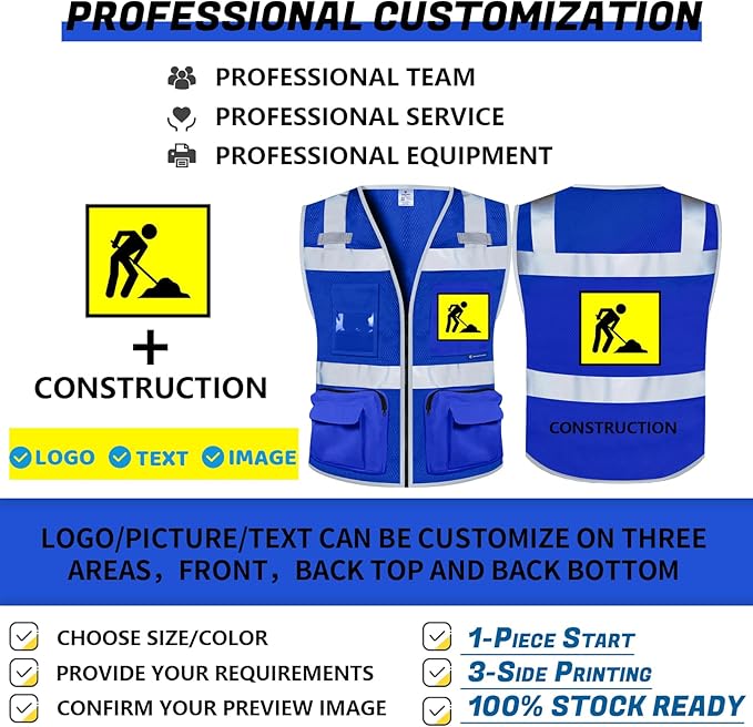 BeautyWill Custom Logo Safety Vest Class 2 High Visibility Reflective Vest - Image 4