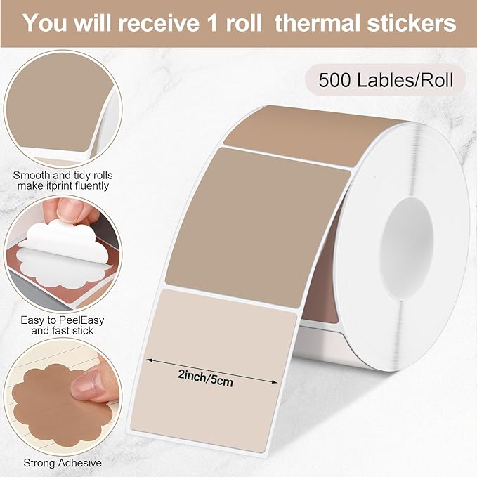 Ctosree 500 Pcs/ 1 Roll Thermal Sticker Labels Self Adhesive Direct Thermal - Image 2