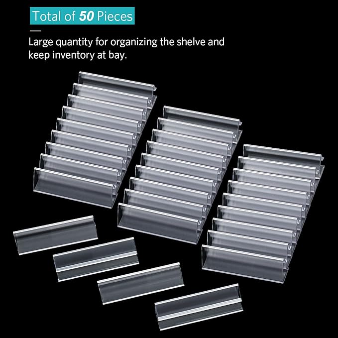 Outus Plastic Label Holder Wire Shelf Label Holder 3 x 0.875 Inches Pockets - Image 4