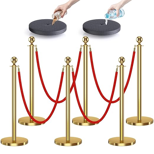 kaiyomi 6Pcs Stanchions with Red Velvet Ropes Set, 5 Feet Velvet Ropes and by KaiyomiCrowdControlSeries