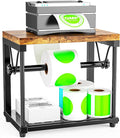 Label Holder for Rolls and Fan-Fold Labels, Wooden Sticker Dispenser for by ATSKIM