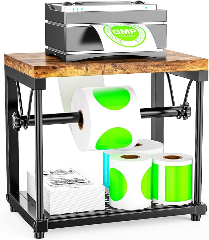 Label Holder for Rolls and Fan-Fold Labels, Wooden Sticker Dispenser for by ATSKIM