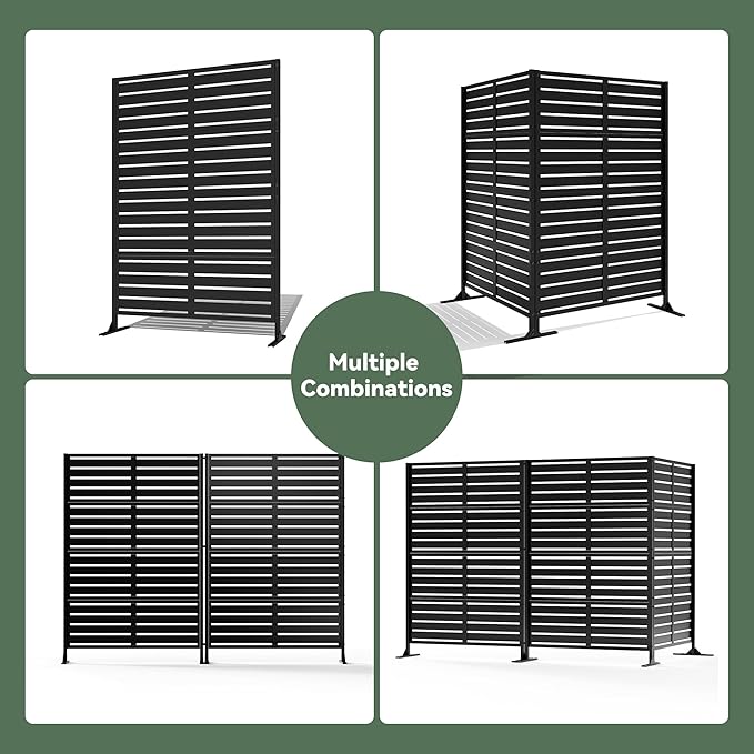 Modern Shade Metal Privacy Screen 72" H x 48" W, Freestanding Decorative - Image 6