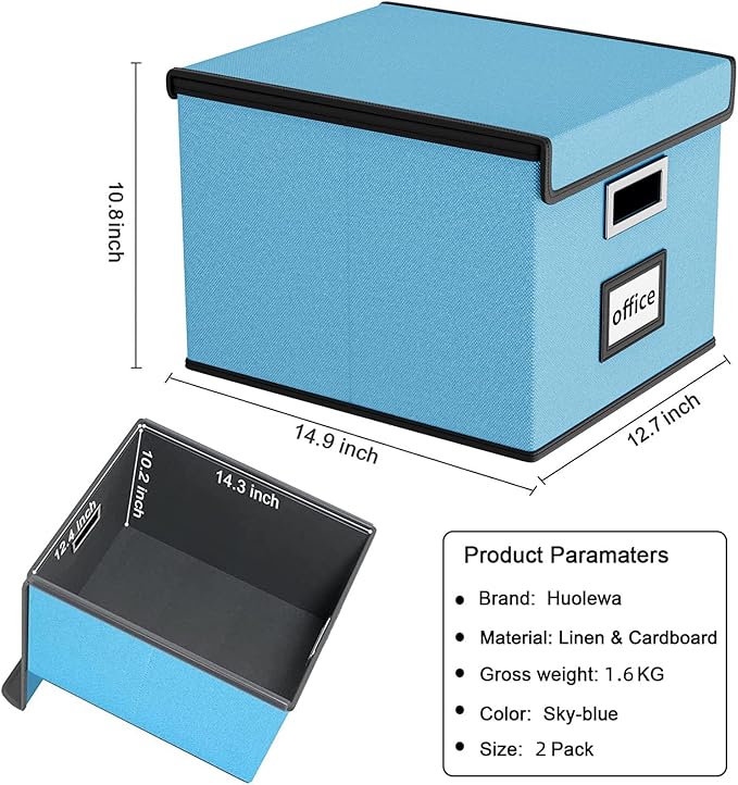 Huolewa Decorative File Organizer Document Storage Boxes - Image 6