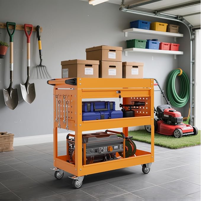 3 Tier Rolling Tool Cart on Wheels, 450 LBS Capacity Tool Cart - Image 2