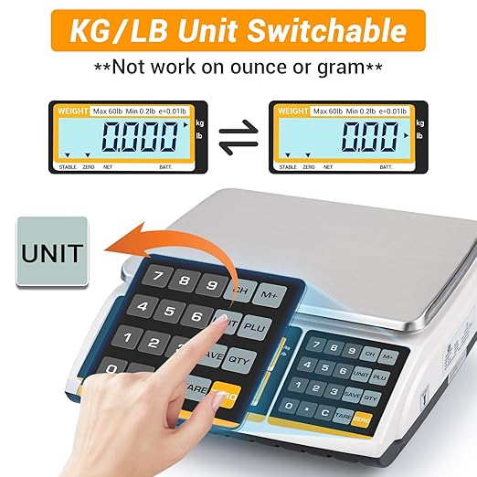 NTEP Certified Scale Price Computing, 60lb Capacity, 0.01lb Readability - Image 9