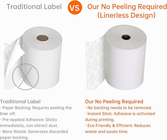 Sticky Thermal Receipt Paper 3 1/8" x 170' | 6 Rolls Linerless Wrinkle-Free - Image 2