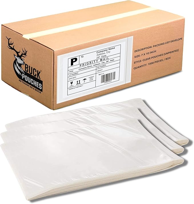 5000 Pack 7"x10" Shipping Label Sleeves – Clear Self-Adhesive Packing Slip by BuckUSA
