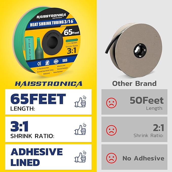 haisstronica 3:1 Heat Shrink Tubing, Shrink Ratio Adhesive Lined Marine Grade - Image 2