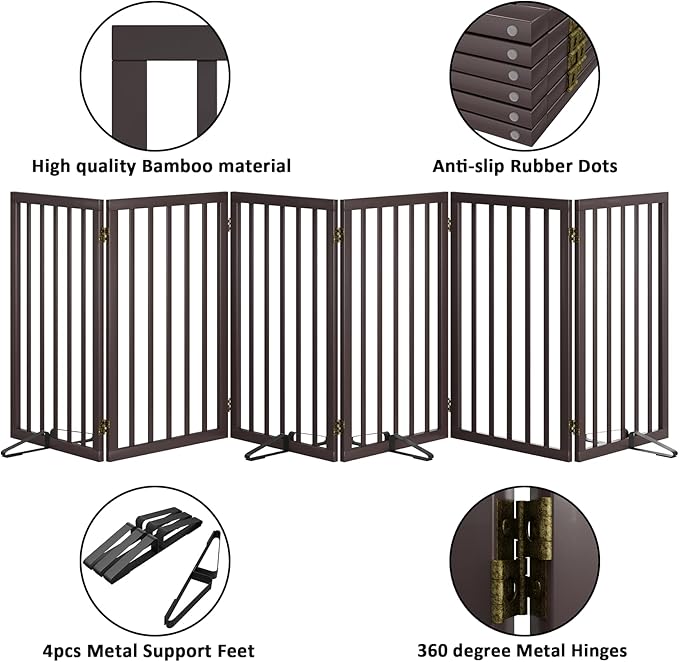Dog Gate for Doorways 32" Tall Freestanding Dog Gate for Stair Foldable Pet - Image 5