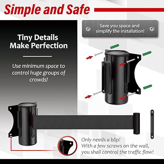 DuraSteel Wall Mount Crowd Control Retractable Belt Barrier - Image 5