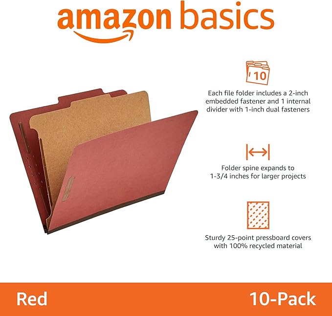 Amazon Basics Classification Folder- 100% Recycled, 1 Divider, 12.09 x 10.63 - Image 2