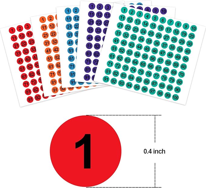 Outus 5000 Pcs 0.4 Inch 1 to 100 Number Stickers Small Number Dot Labels - Image 2