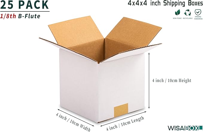 4x4x4 inch White Shipping Boxes, Corrugated Cardboard Small Boxes - Image 5