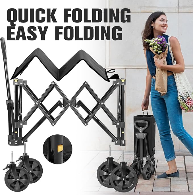 Wagon Cart Shopping Foldable Folding Collapsible - Image 5