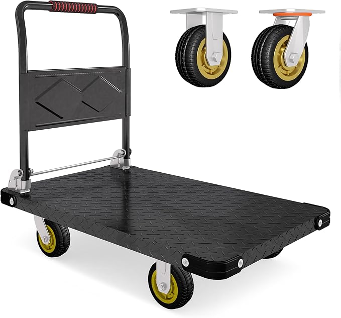 Platform Truck, Foldable Flatbed Cart Heavy Duty Push Cart Dolly Large Platform - Image 8