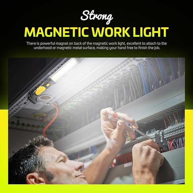 ​​WARSUN Rechargeable COB LED Work Light-Magnetic Hands-Free Trouble Light - Image 9
