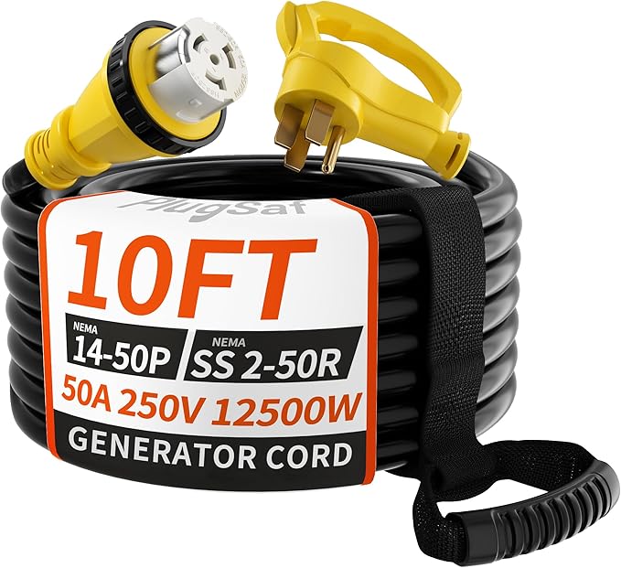 50 Amp Generator Cord, 10FT 50 Amp RV Extension Cord by PlugSaf