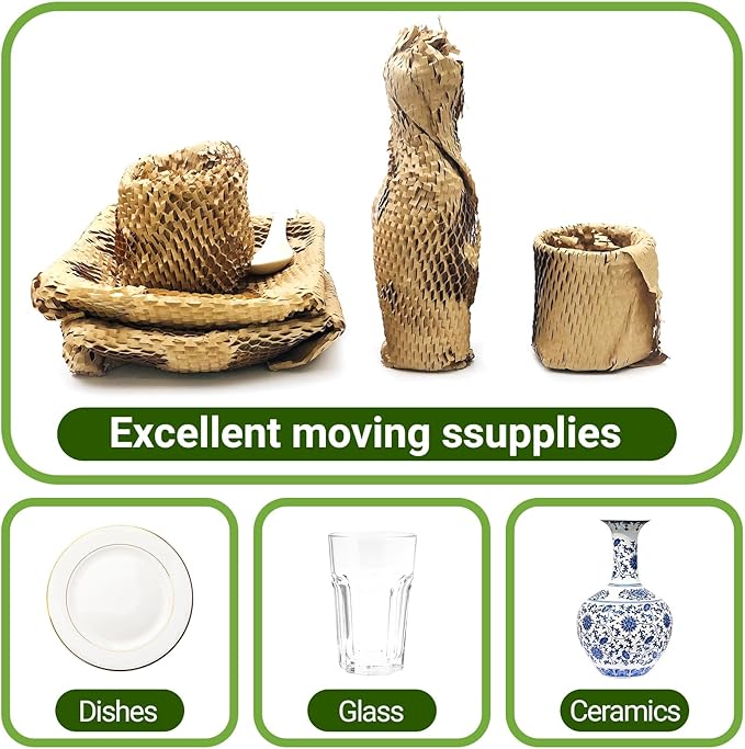 Dish Packing Kit Moving Supplies 15" x660' Honeycomb Wrapping Paper, Large - Image 3