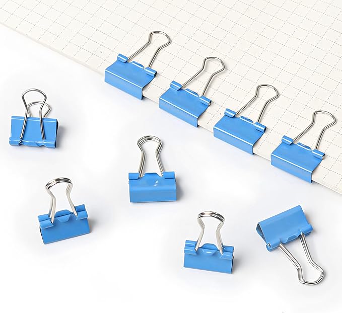 50 Pack Medium Blue Binder Clips 1 Inch, Colored Paper Clamps, Middle Size - Image 4