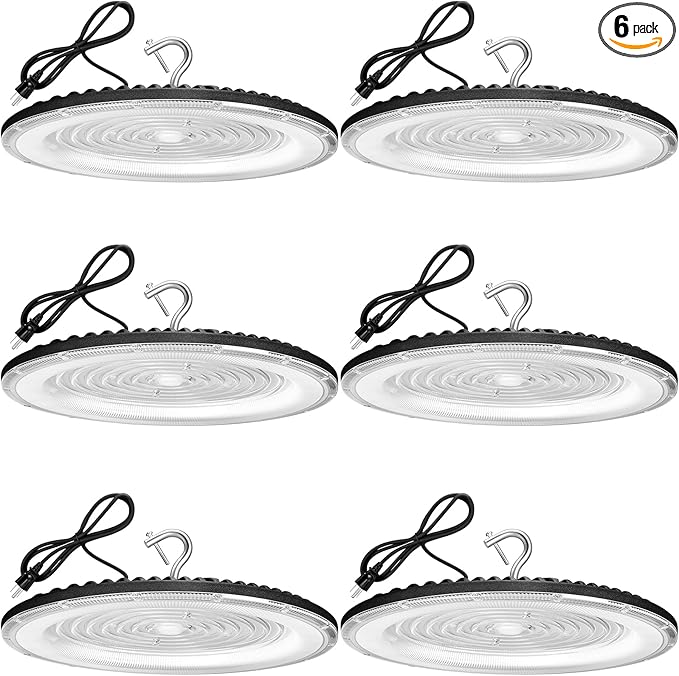 6 Pack 300W UFO Led High Bay Light, 5000K Daylight Commercial Bay Lighting by XYCN