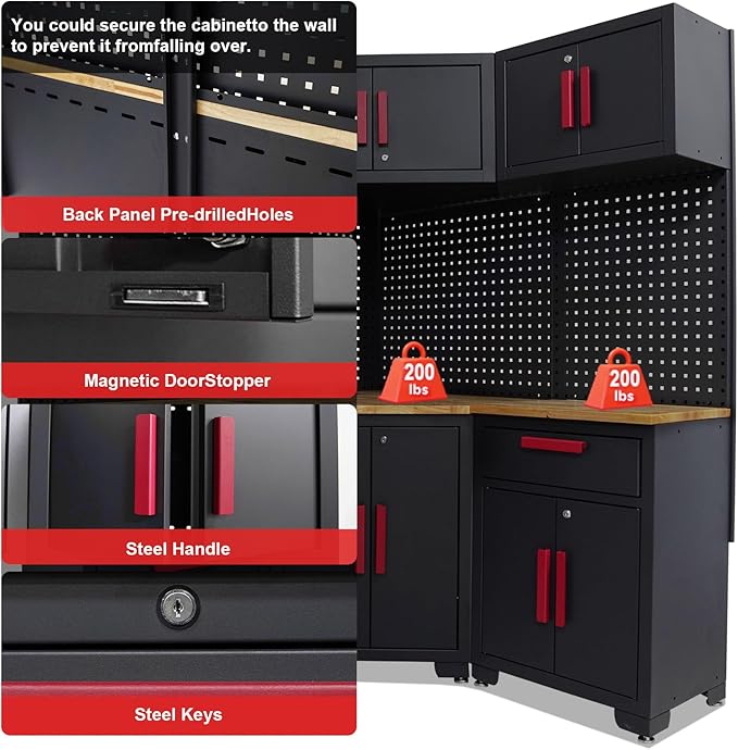 16PCS Corner Garage Storage Cabinet System - Image 4