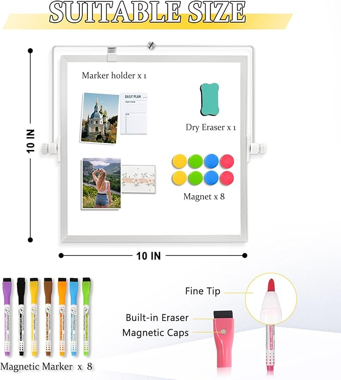 Dry Erase Magnetic White Board, Portable Small Whiteboard Set - Image 3