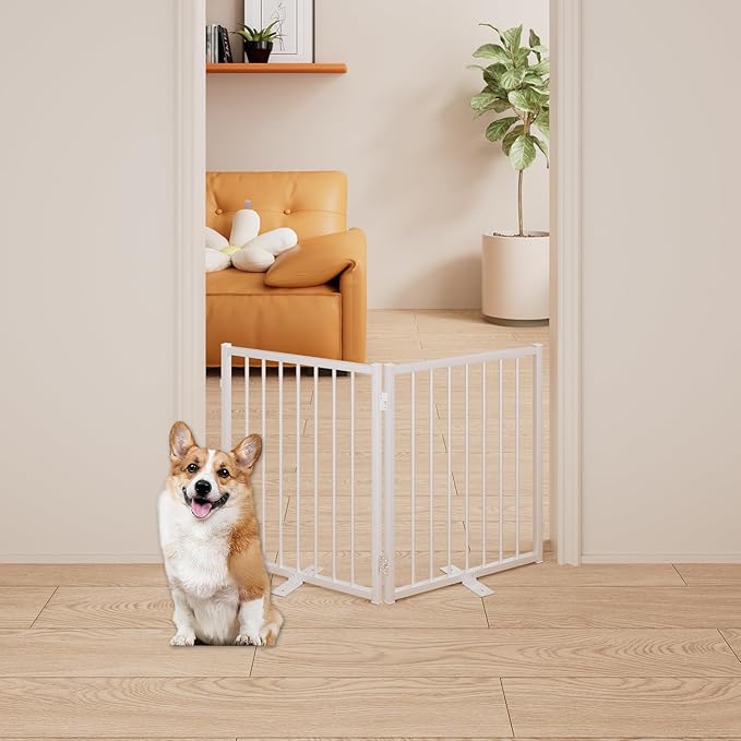 2 Panels Full Metal Freestanding Dog Gates, 40” W x 24” H Folding Pet Gate Fence - Image 3