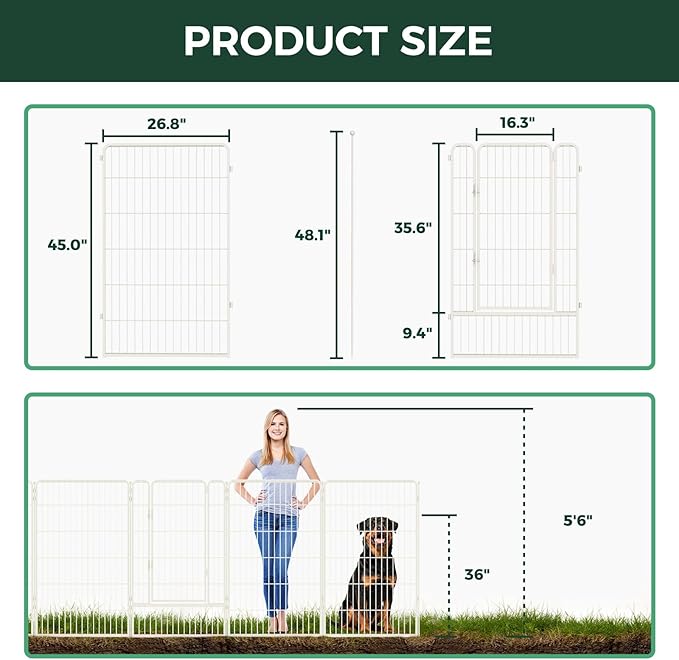FXW Garden Fence Outdoor for The Yard – 45in x 18.2ft Heavy Duty Metal Animal - Image 2