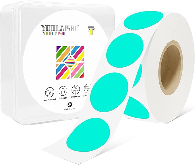1 Inch Circle Dot Stickers 1000 PCS Color Coding Thermal Labels Dots Writable by YOULAISHI