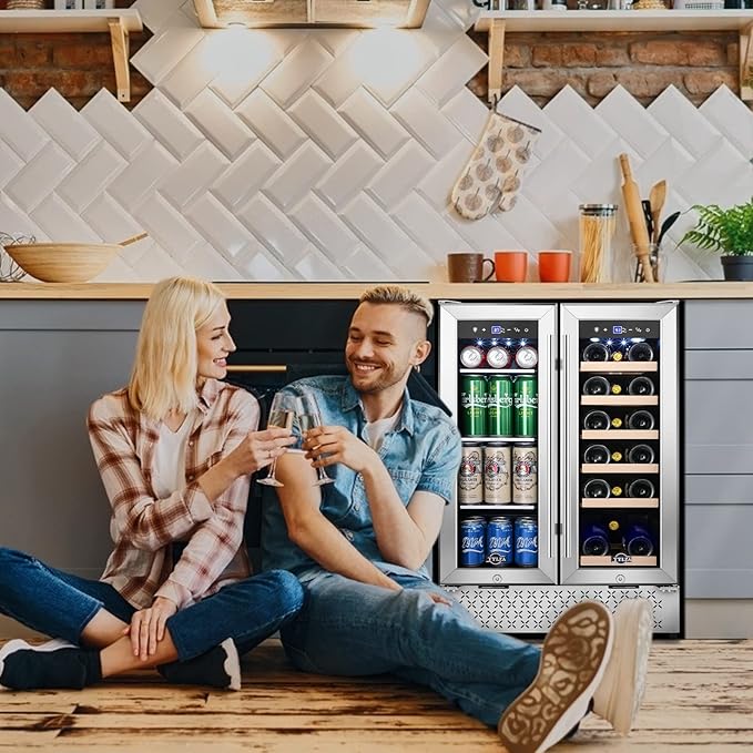 Tylza Wine and Beverage Refrigerator, 24 Inch Dual Zone Wine Fridge, Holds 20 - Image 2