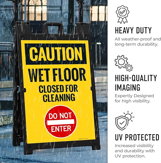 Caution Wet Floor Closed for Cleaning Do Not Enter Sidewalk Sign Kit, 24x36 - Image 6