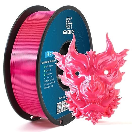 Geeetech Silk PLA Filament 1.75mm, Metal-Like Shiny Silk Rose Pink 3D Filament - Image 2