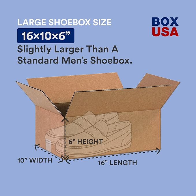 BOX USA 16 x 10 x 6 Corrugated Cardboard Storage Boxes, Medium 16"L x 10"W x 6"H - Image 2
