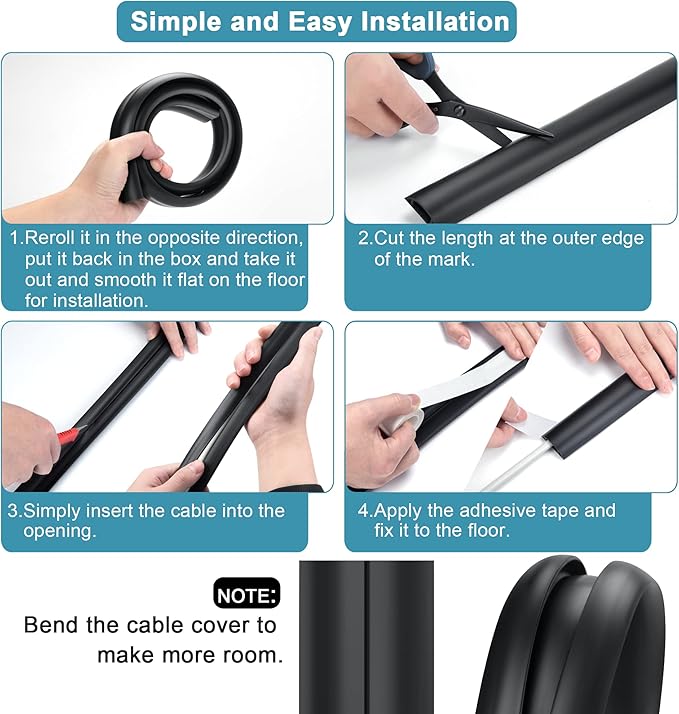 Floor Cable Cover 3ft Grey, LZEOY Cord Covers - Image 4