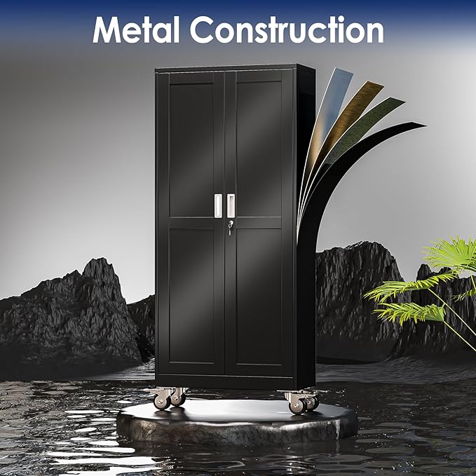 75" H Metal Garage Storage Cabinet, Rolling Tool Cabinet - Image 3