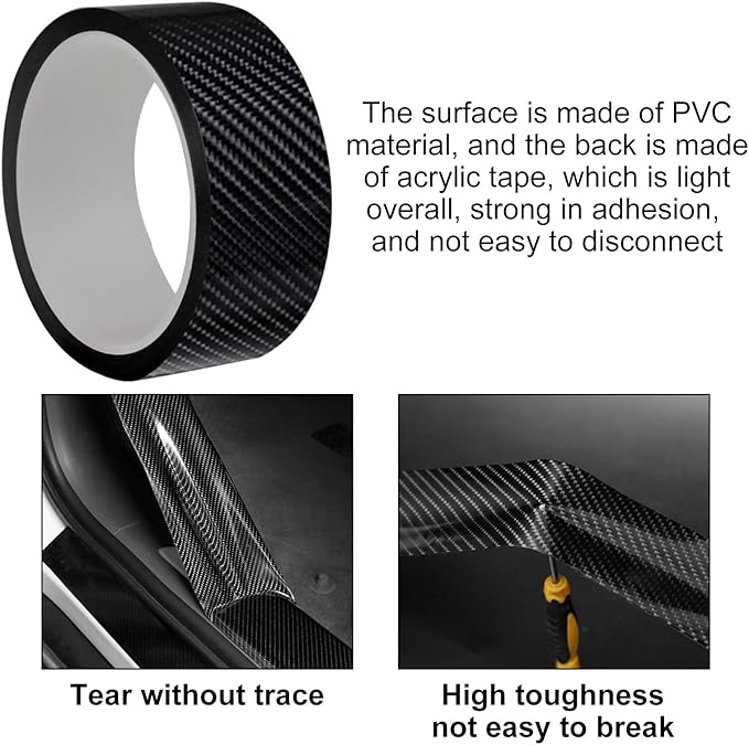 MYFAMIREA Car Door Edge Guards Carbon Fiber, 5D Gloss Black Vinyl Automotive - Image 3
