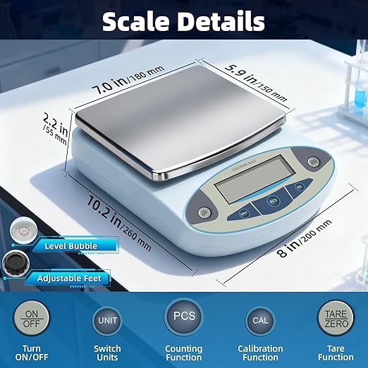 Lab Scale 6000gx0.01g, Analytical Balance 0.01g High Precision Electronic - Image 5